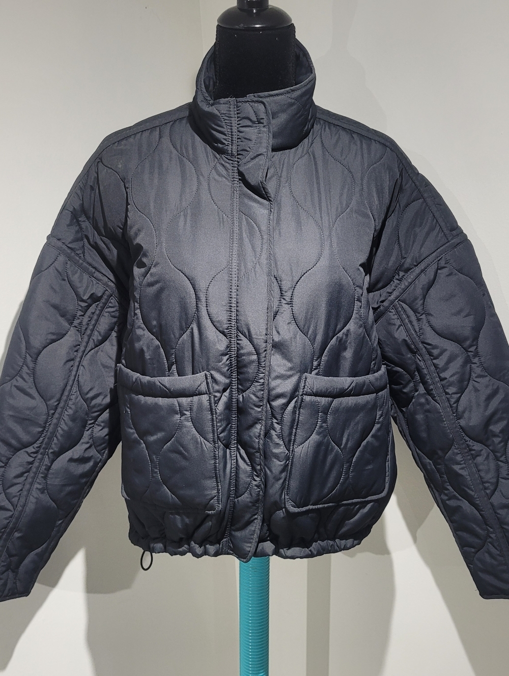 Abercrombie & Fitch Womens Lightweight Quilted Puffer Coat Medium Black Gorpcore